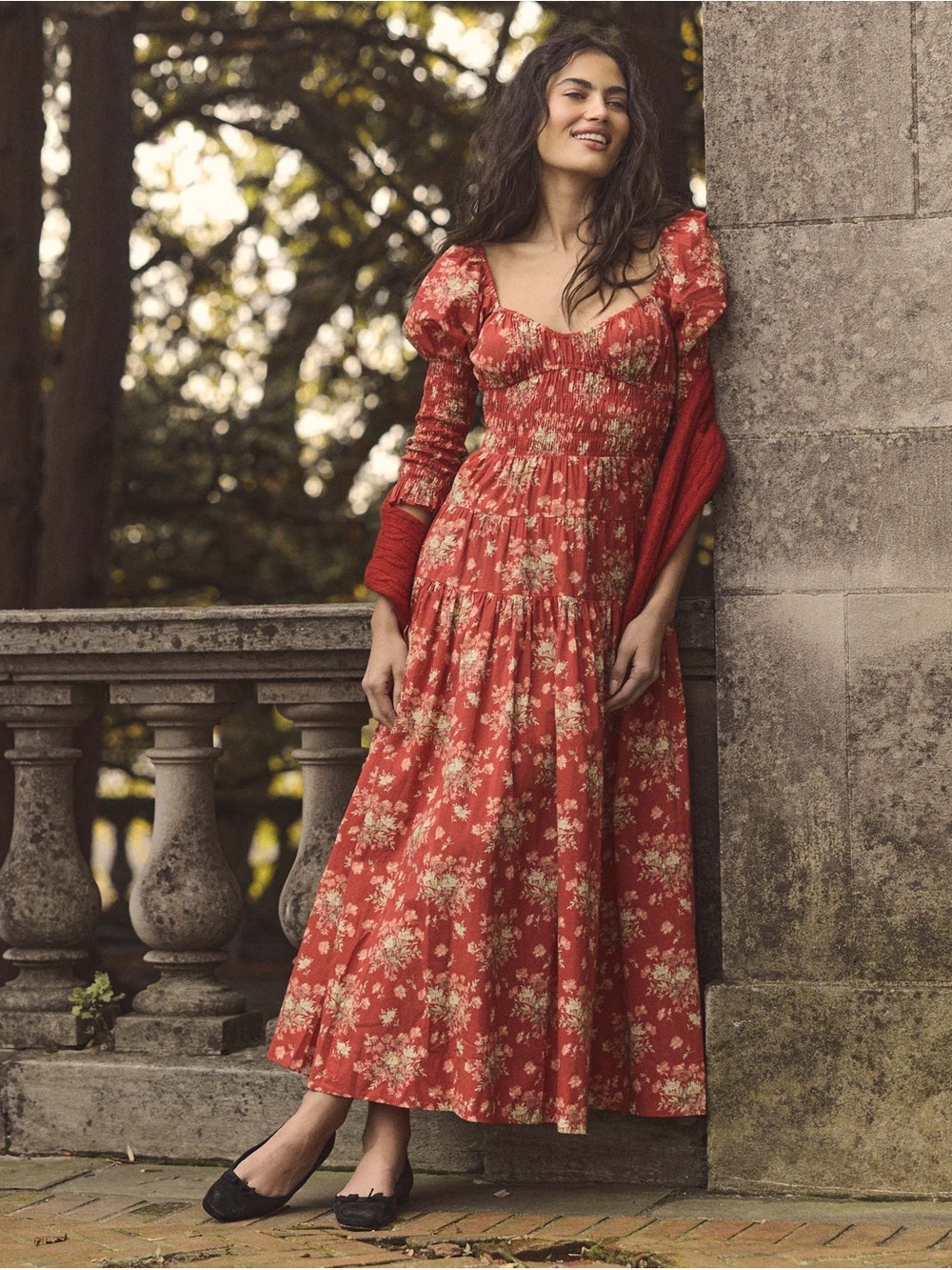 Doen Seraphina Dress Rosso Latana Floral Red Small NWT